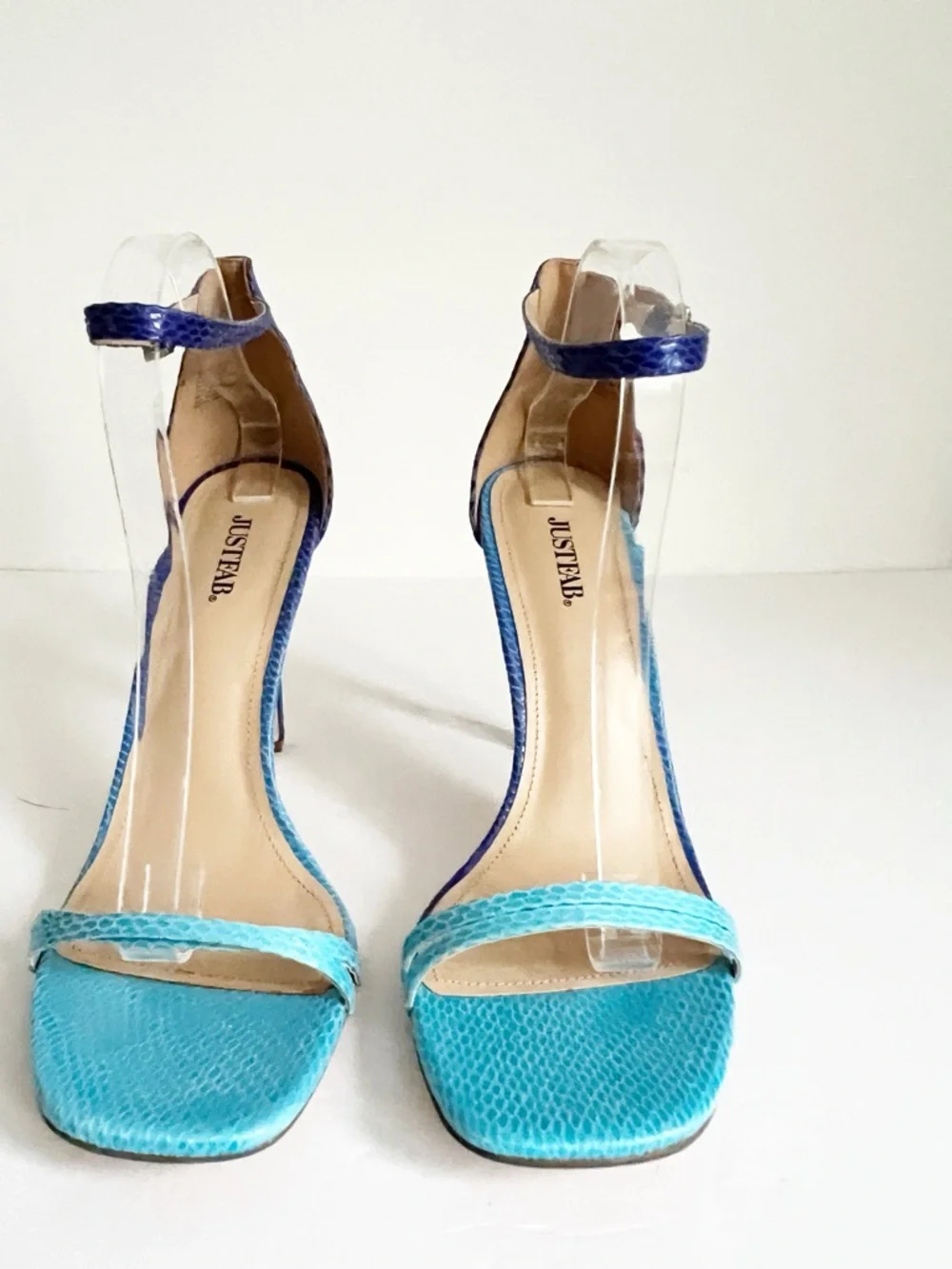 SZ 11 JustFab Blue Ombre Strappy Stiletto Sandals New